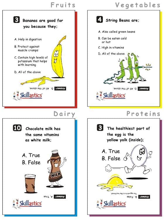 Elementary Nutrition Card Examples
