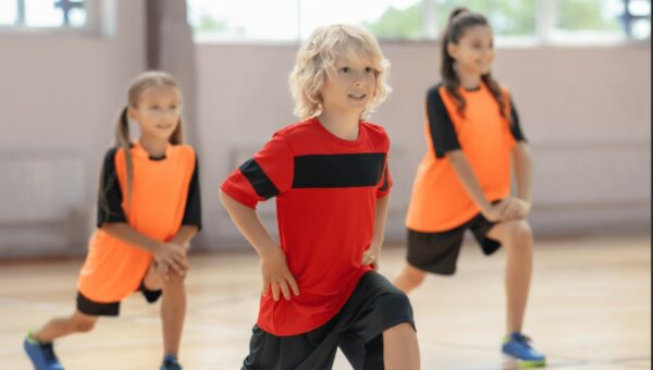 a group of child doing exercise