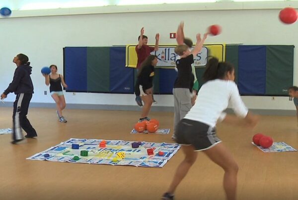 Kids playing volleyball