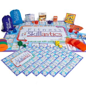 Contents of the Fitness Skillastics activity kit. Includes supplies for multiple participants.