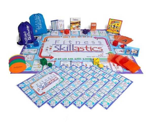 Contents of the Fitness Skillastics activity kit. Includes supplies for multiple participants.